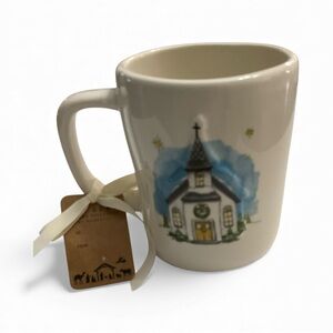 Rae Dunn Cream Mug OH HOLY NIGHT with Church Design